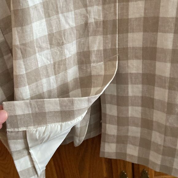 A new day Cream Beige Gingham Linen Blend Blazer - Picture 10 of 10